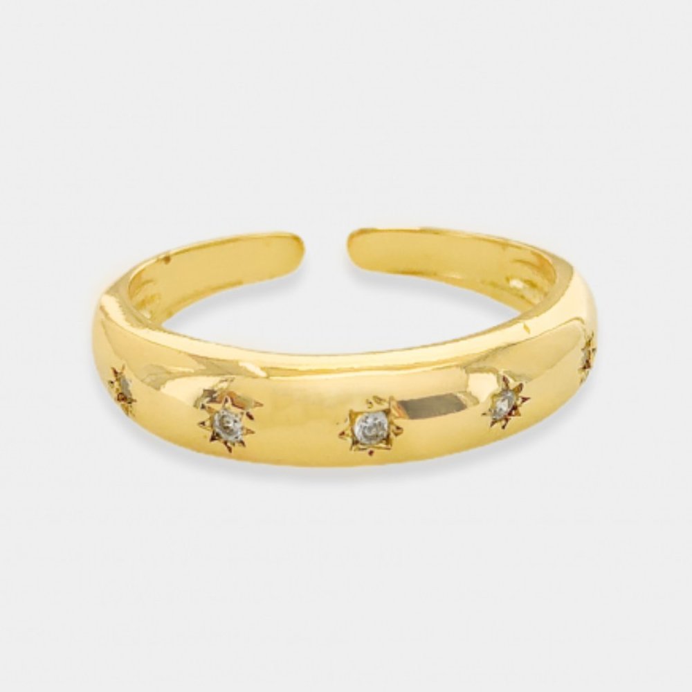 NEW 18K Gold CZ Diamonds Open Adjustable Ring - Picture 3 of 3